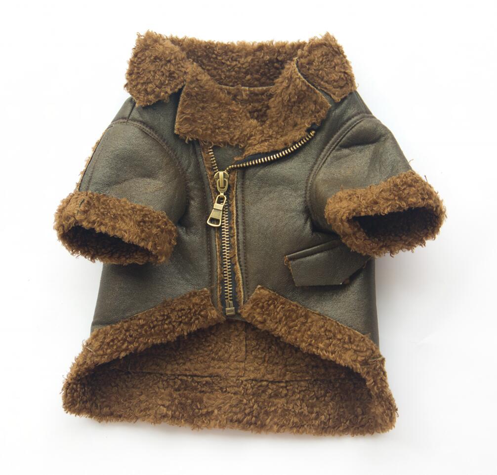 Dog's Leather Sherpa Coat