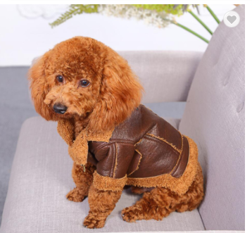 Dog's Leather Sherpa Coat